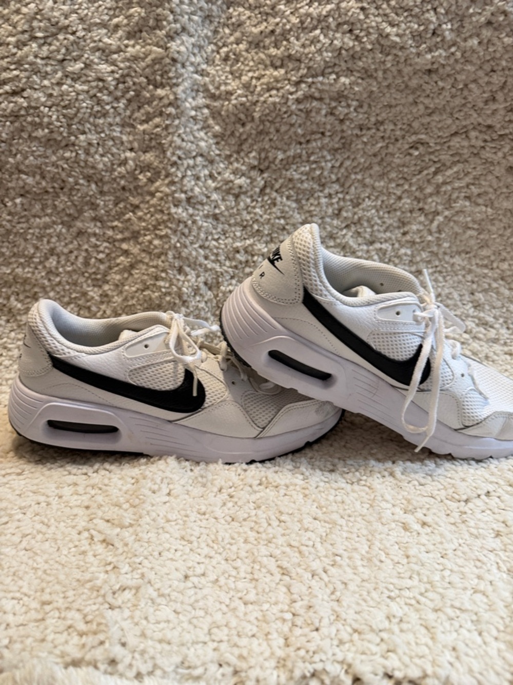 Nike White and Black Cushion Air-Style Trainers